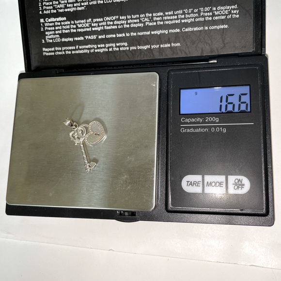 Solid Stamped 14K White Gold Padlock Key Pendant Charm for Necklace Bracelet - Picture 8 of 8